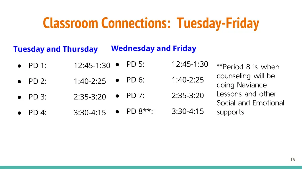 classroom connections tuesday friday