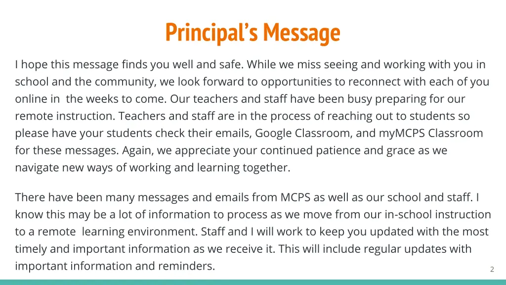 principal s message