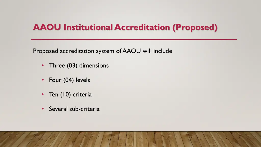 aaou institutional accreditation proposed 1