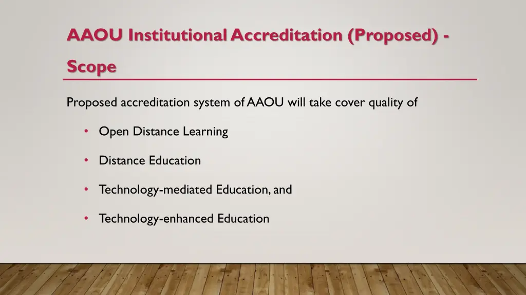 aaou institutional accreditation proposed