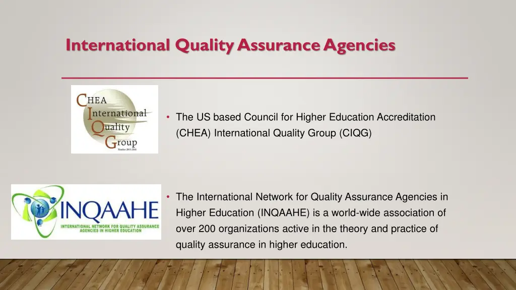 international quality assurance agencies