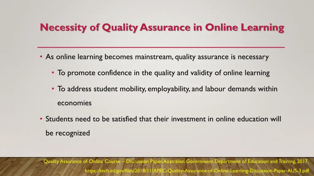 necessity of quality assurance in online learning