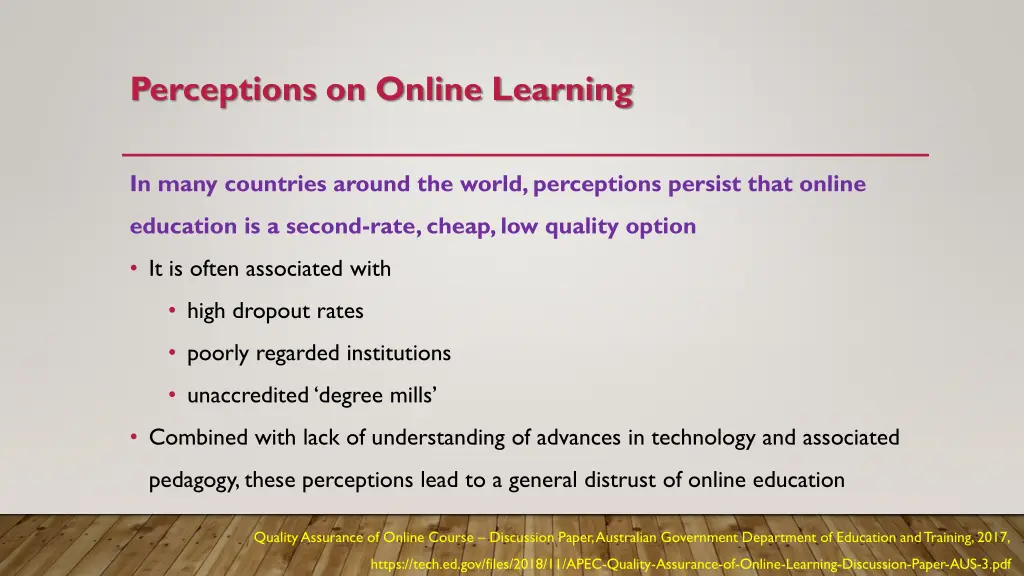 perceptions on online learning