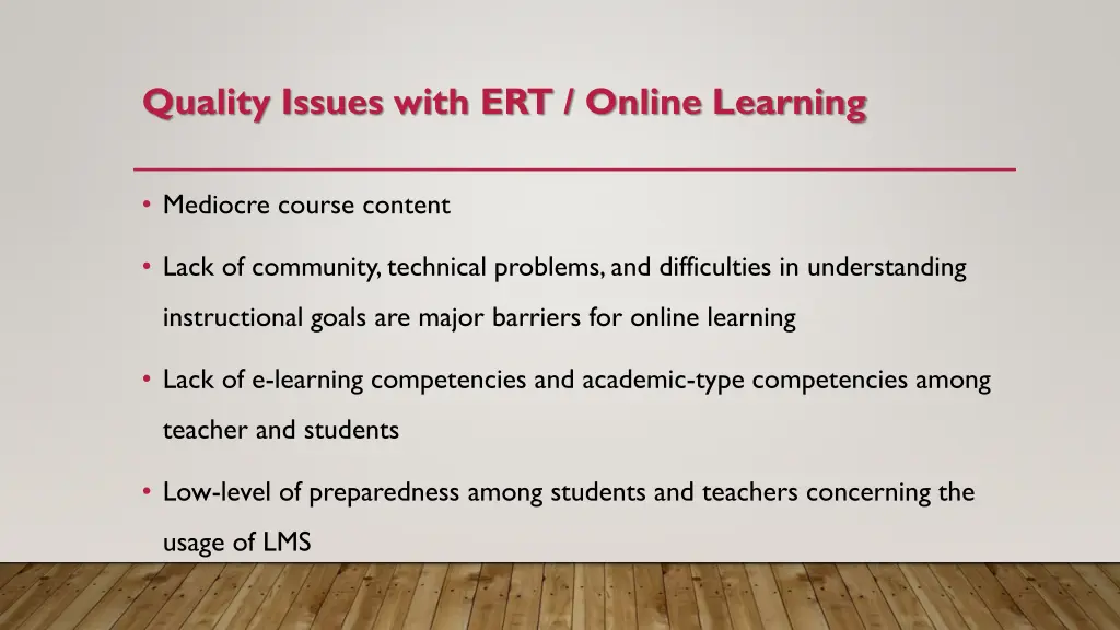 quality issues with ert online learning 1