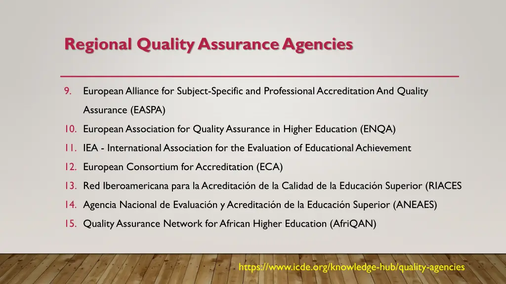 regional quality assurance agencies 1