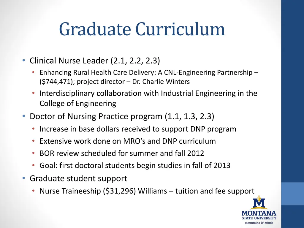 graduate curriculum