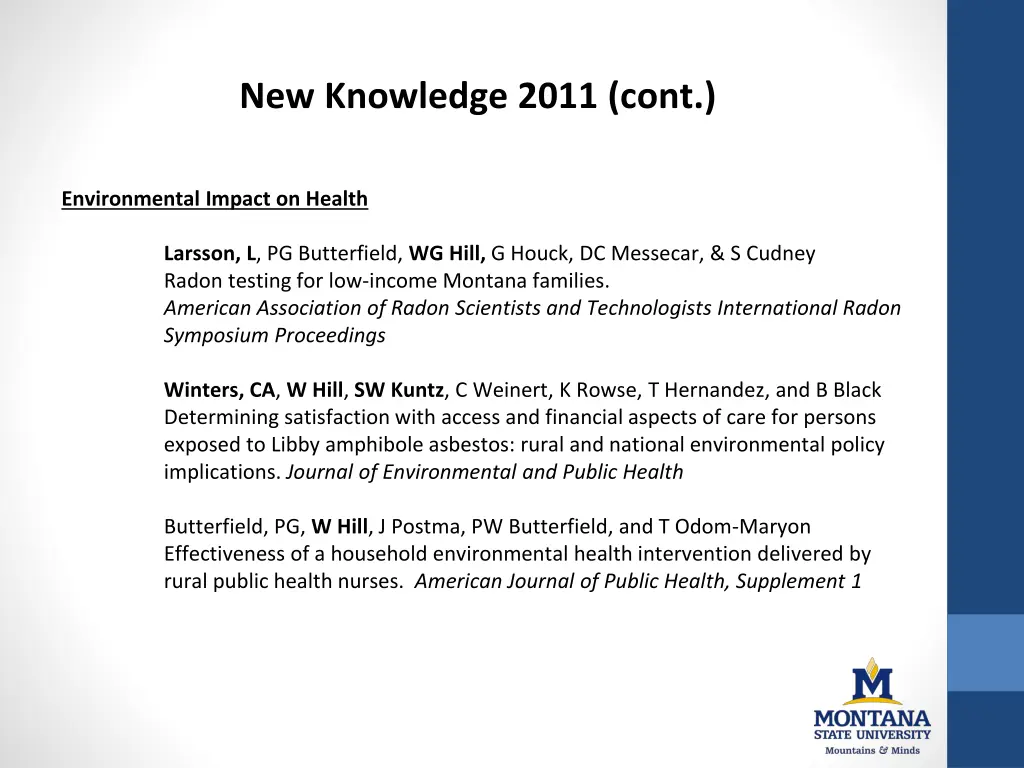 new knowledge 2011 cont