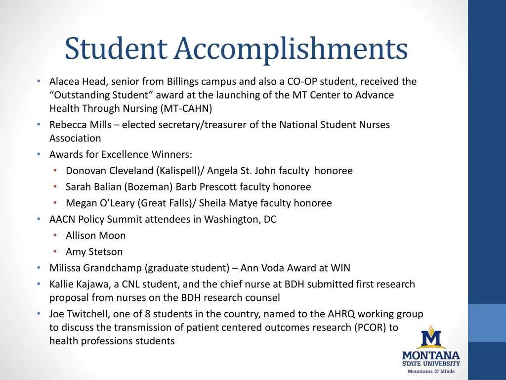 student accomplishments