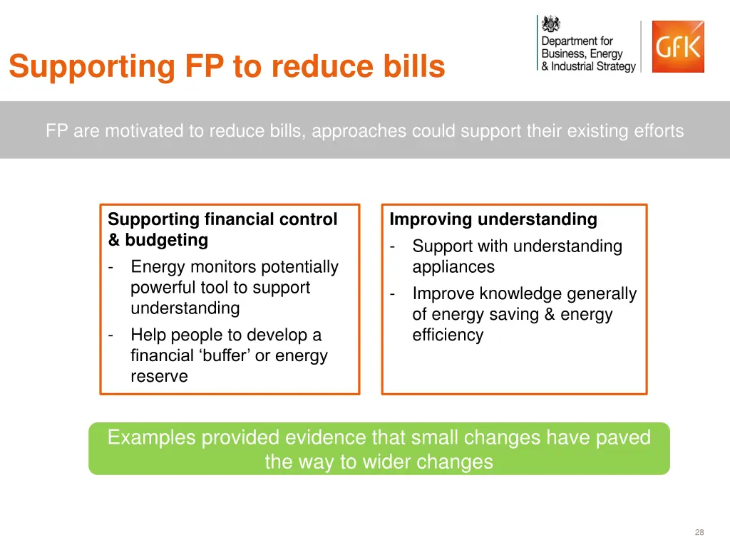 supporting fp to reduce bills