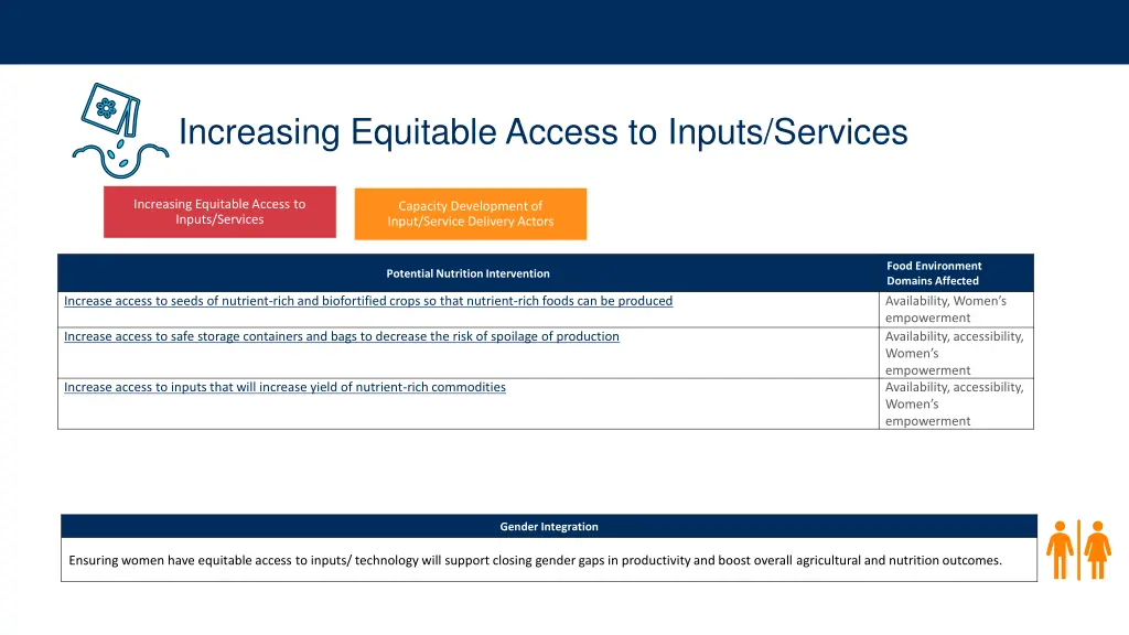 increasing equitable access to inputs services