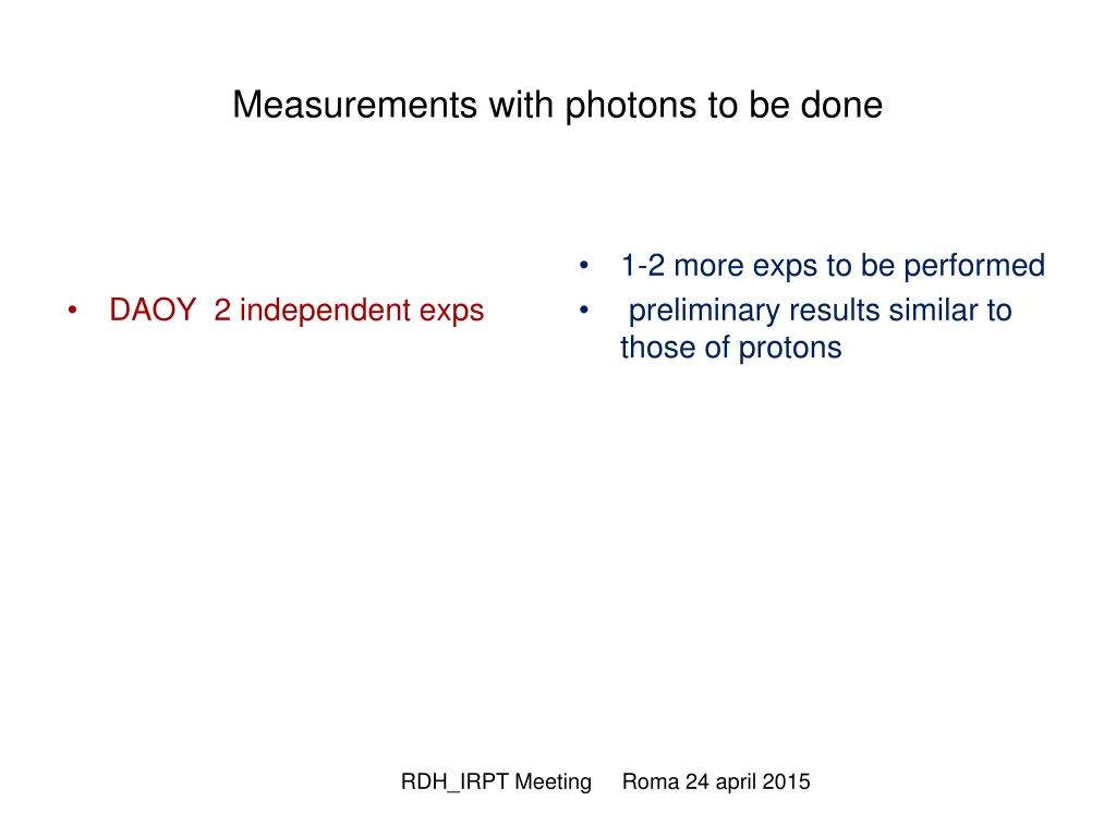 measurements with photons to be done