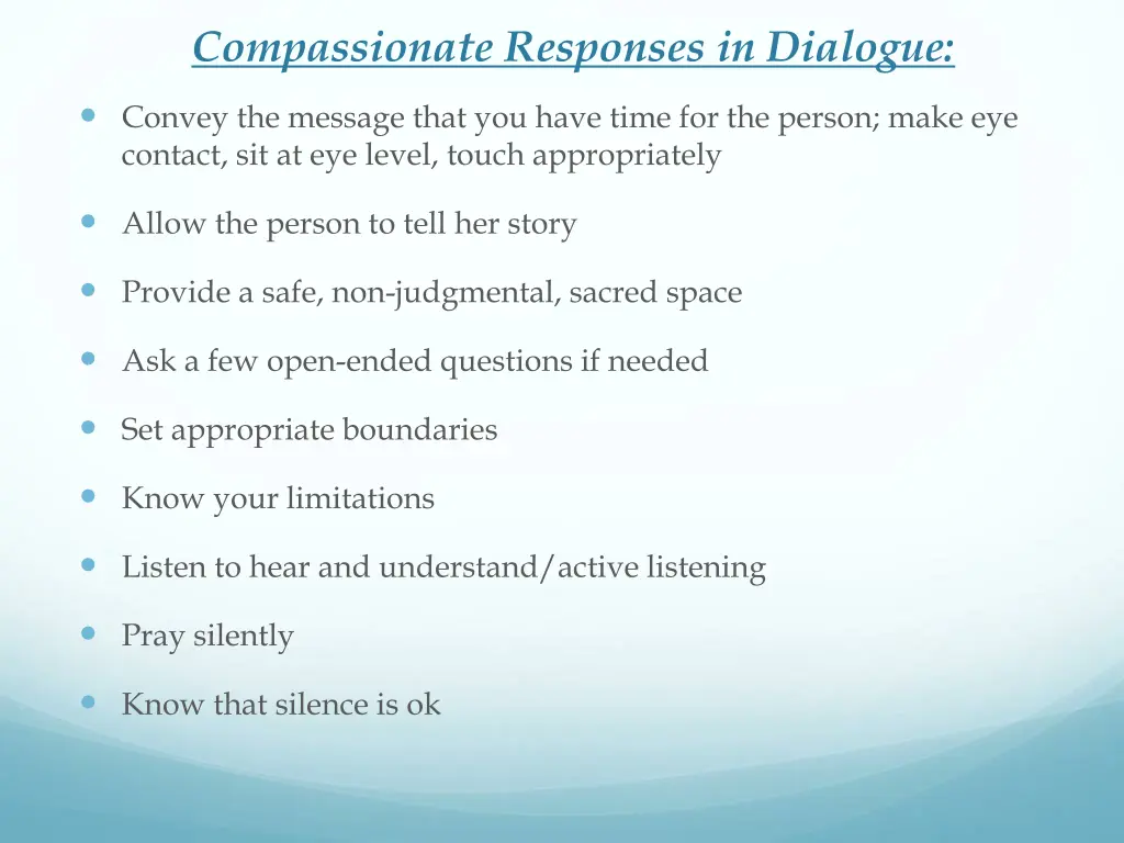 compassionate responses in dialogue