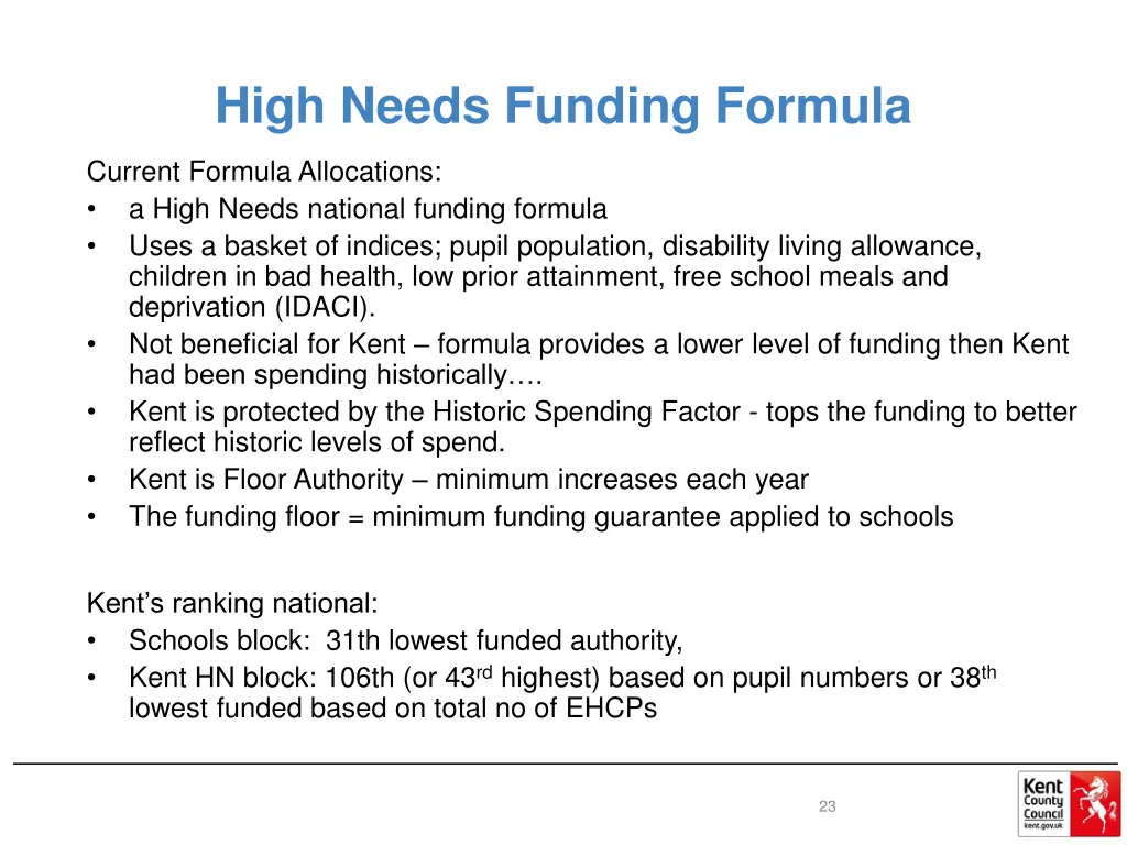 high needs funding formula