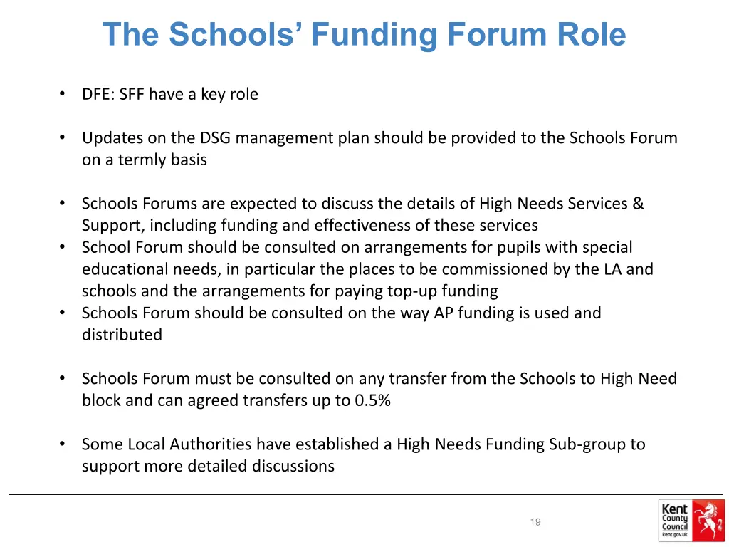 the schools funding forum role