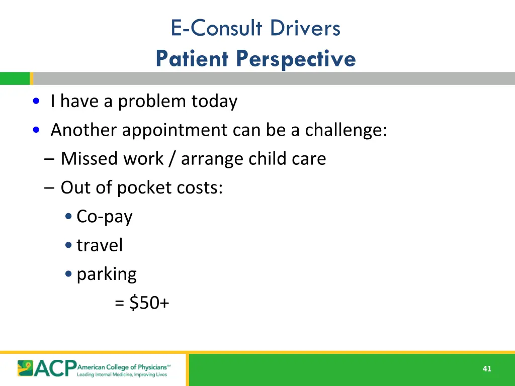 e consult drivers patient perspective