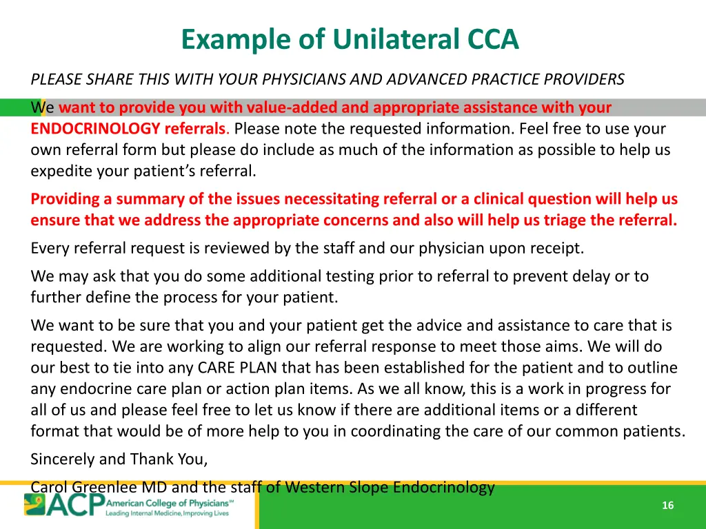 example of unilateral cca