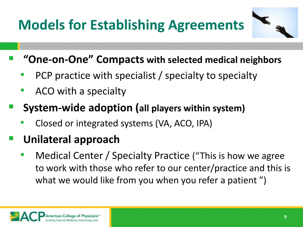 models for establishing agreements