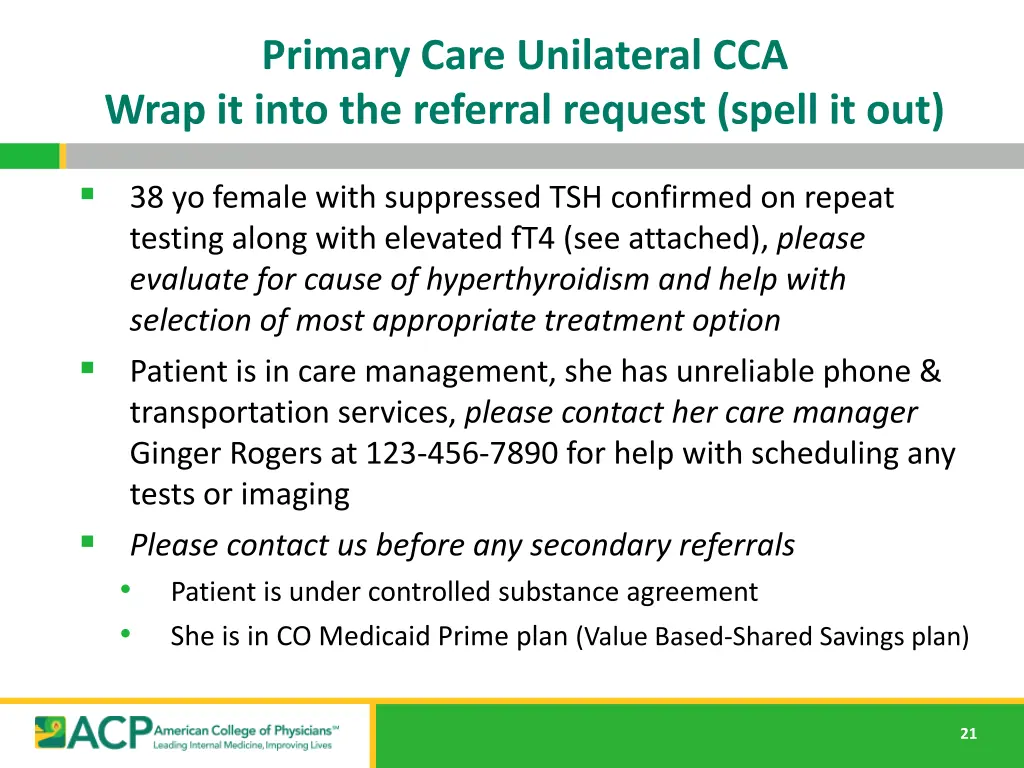 primary care unilateral cca wrap it into