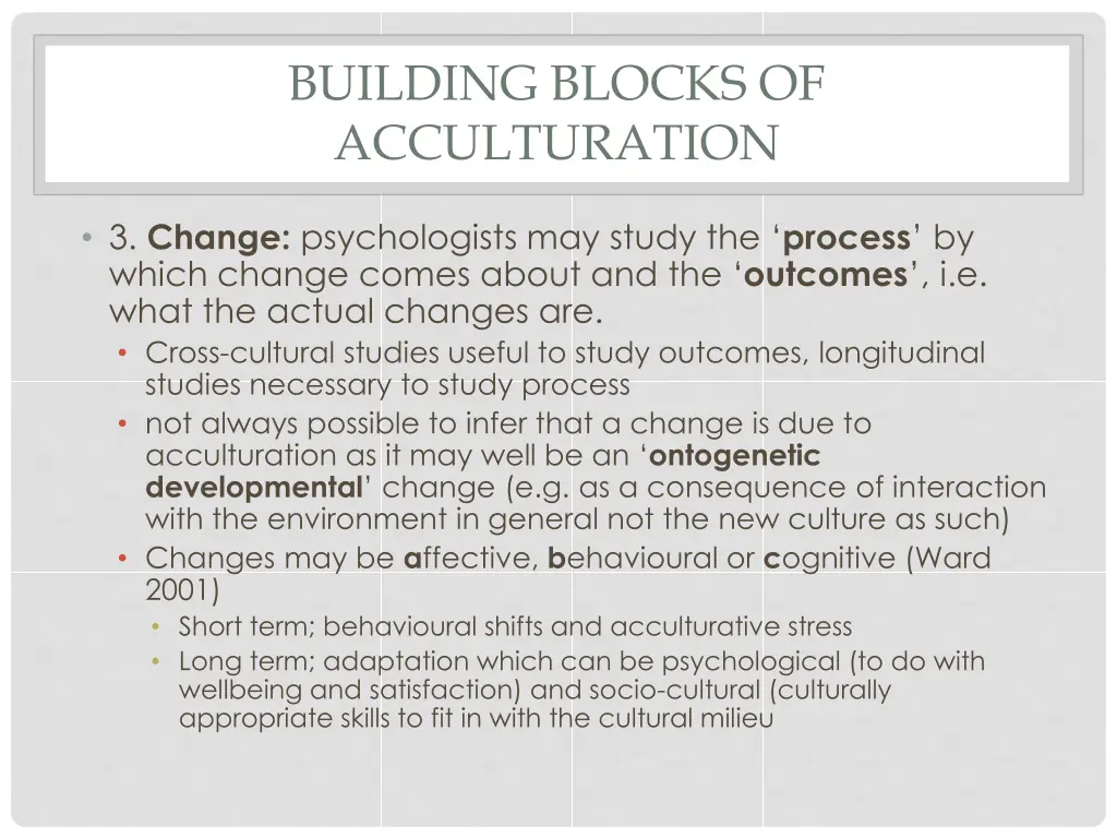 building blocks of acculturation