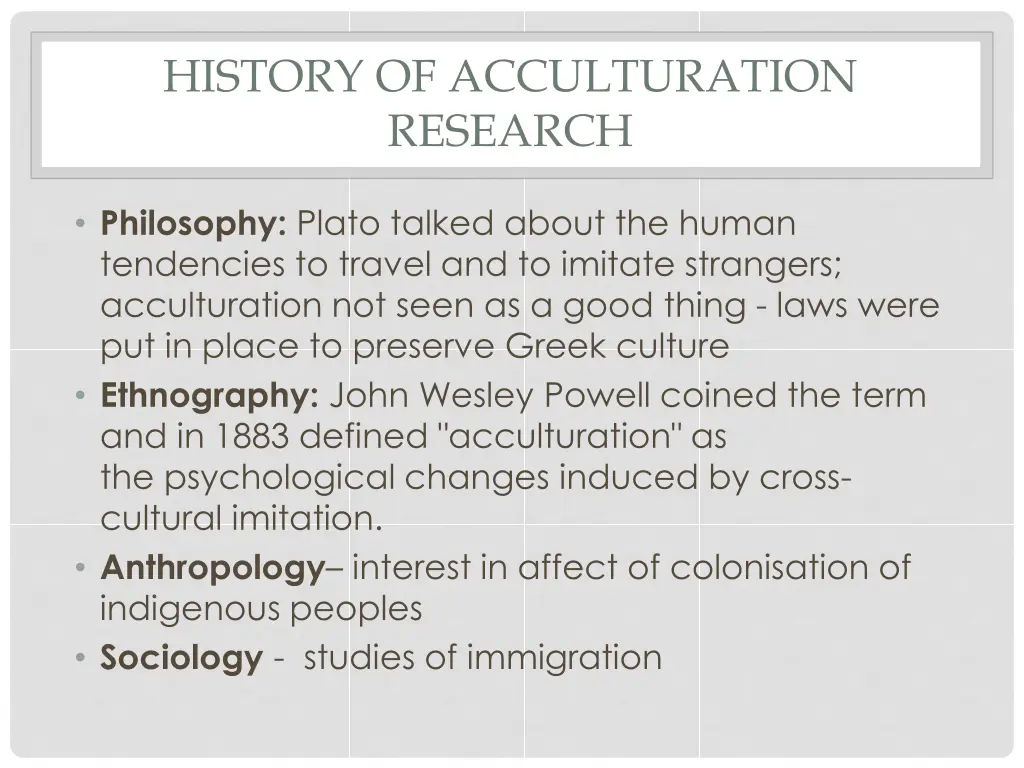 history of acculturation research