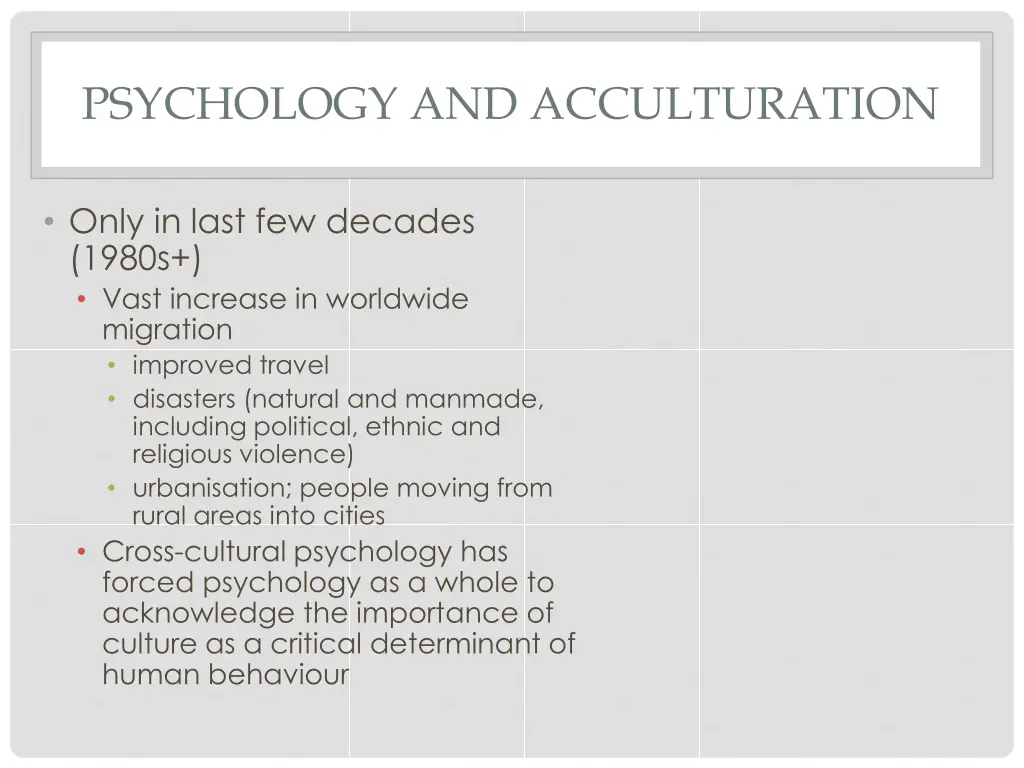 psychology and acculturation