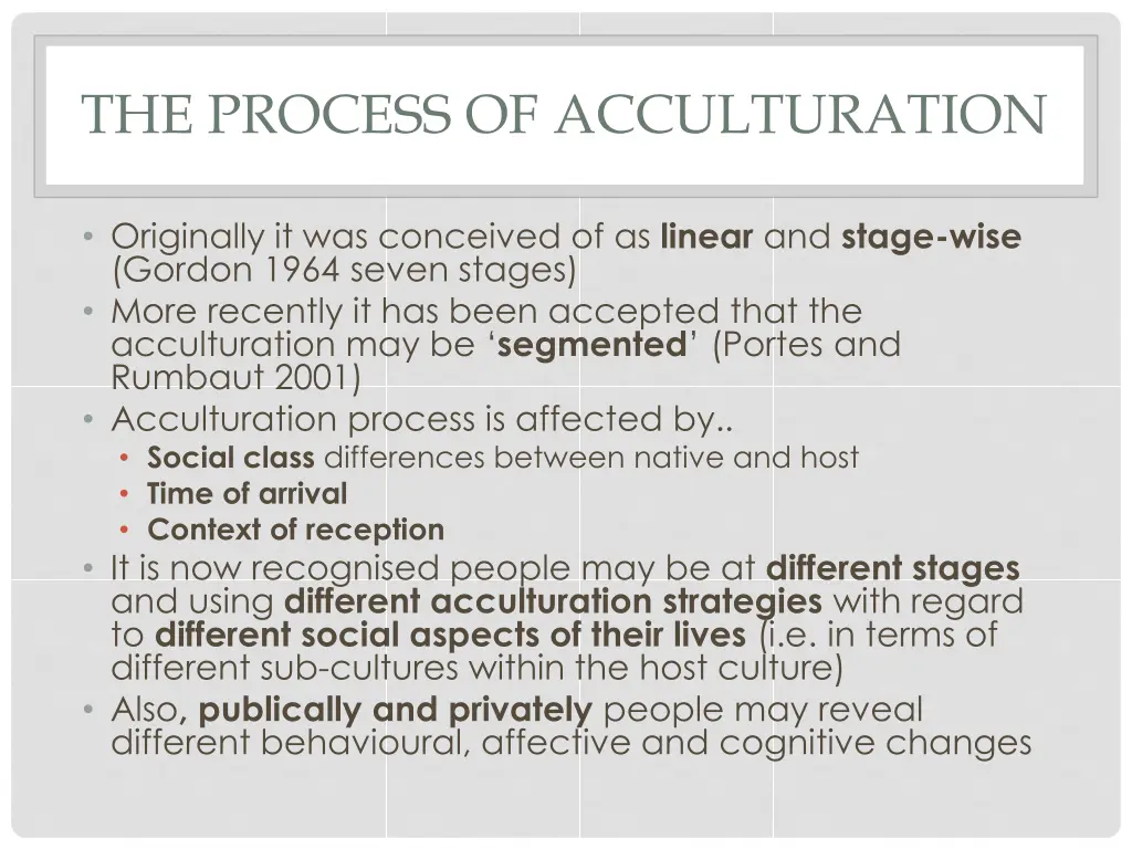 the process of acculturation