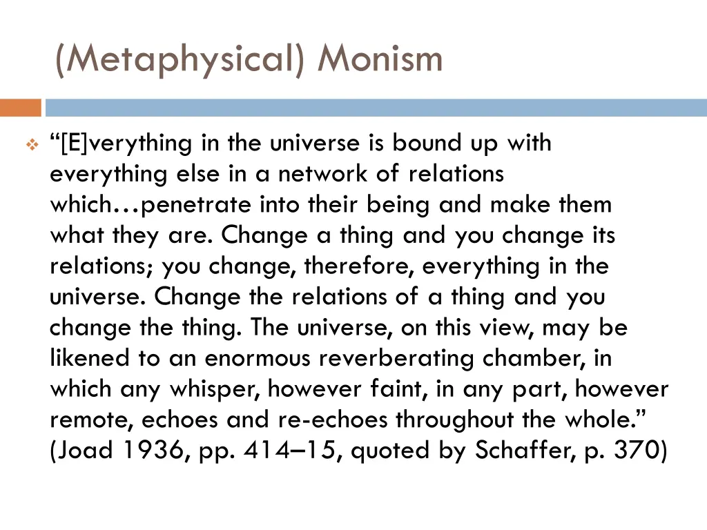 metaphysical monism 1