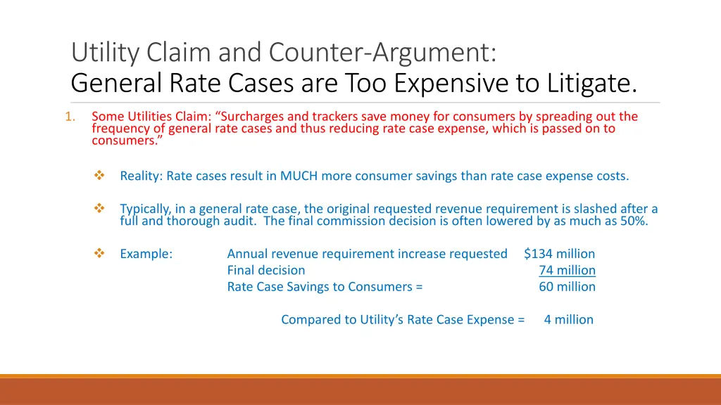 utility claim and counter argument general rate