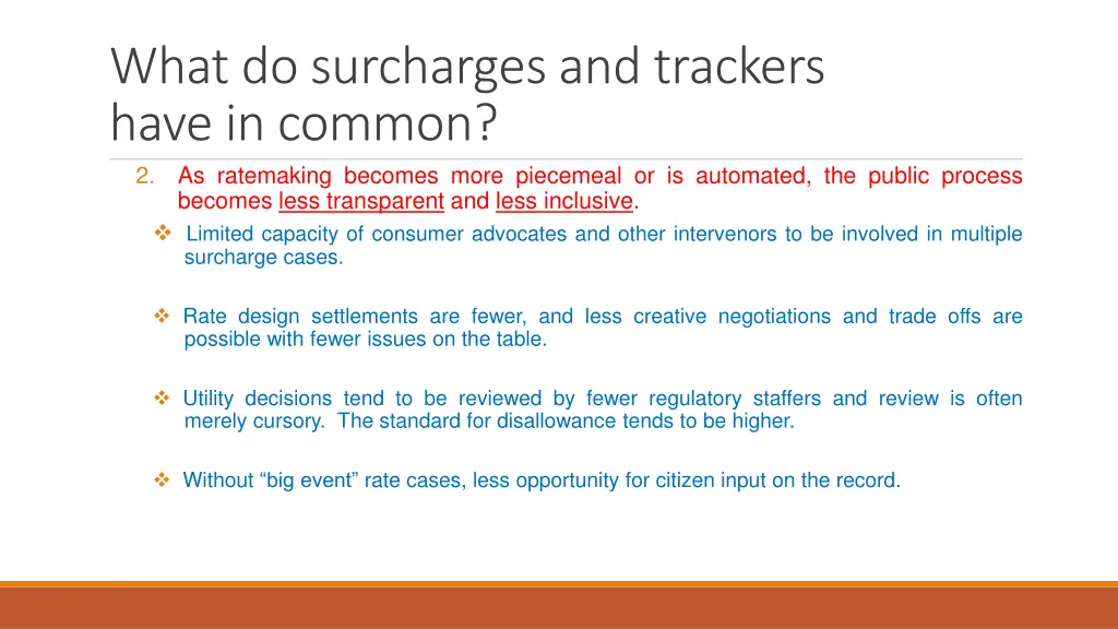 what do surcharges and trackers have in common 1