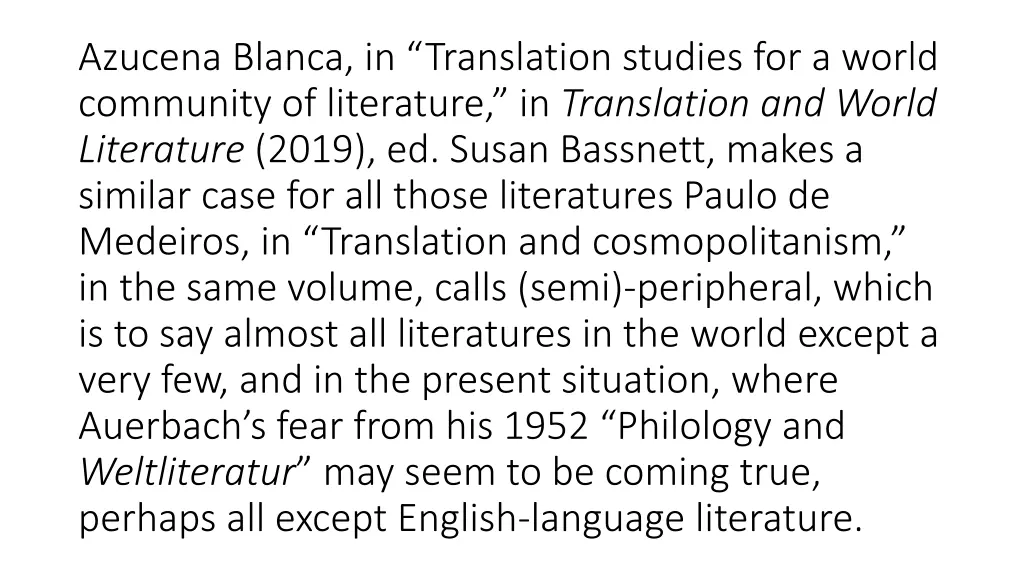 azucena blanca in translation studies for a world