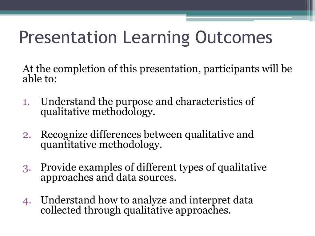 presentation learning outcomes