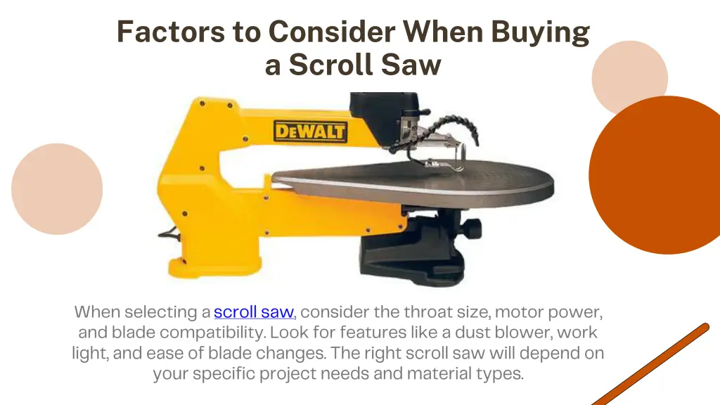 factors to consider when buying a scroll saw