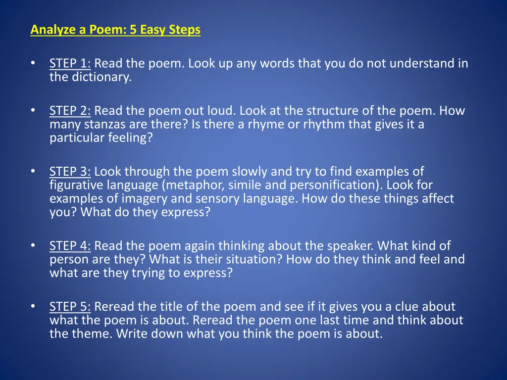 analyze a poem 5 easy steps