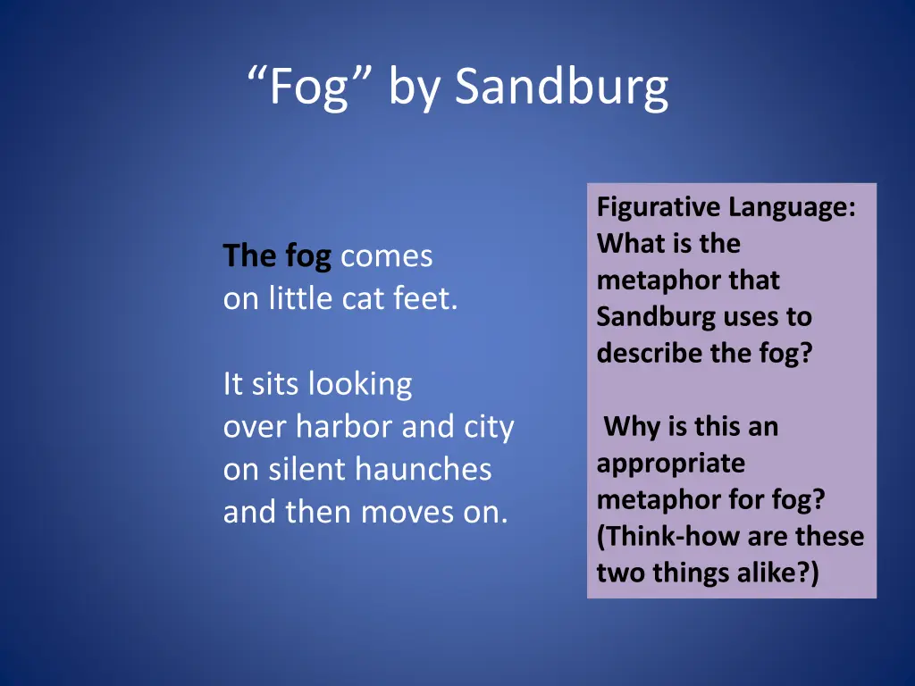 fog by sandburg