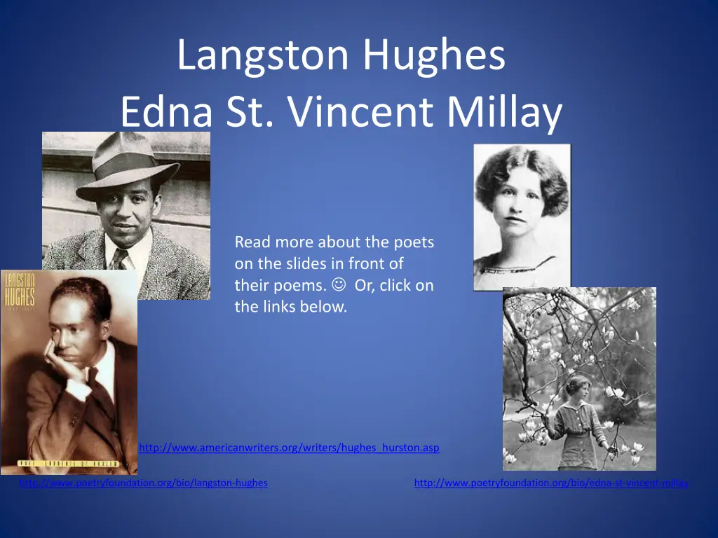 langston hughes edna st vincent millay