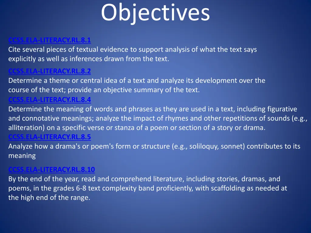 objectives