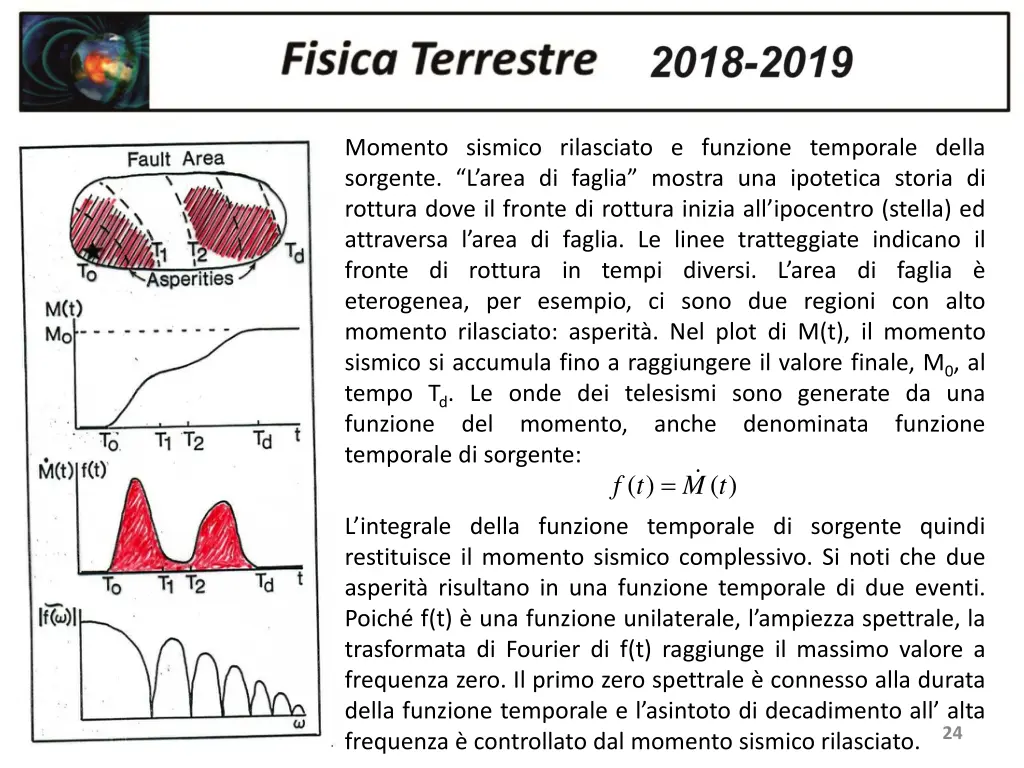 momento sismico rilasciato e funzione temporale