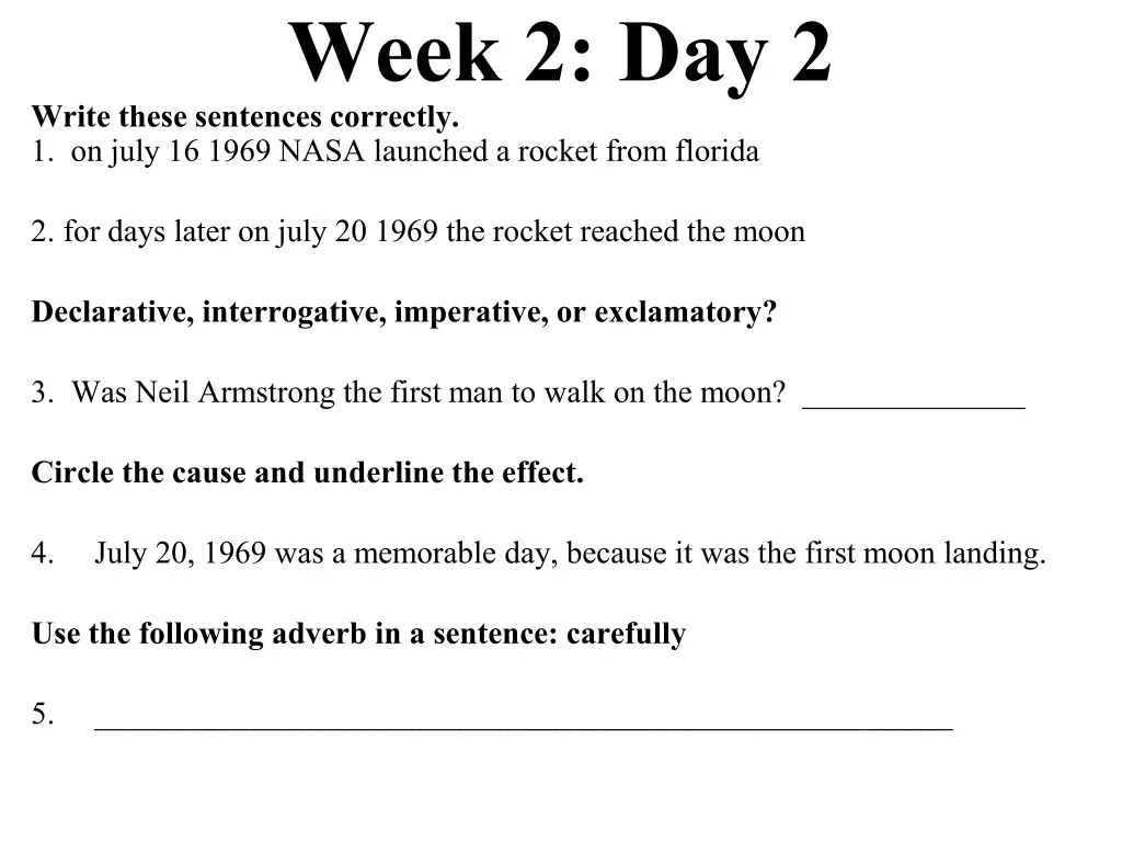 week 2 day 2 write these sentences correctly