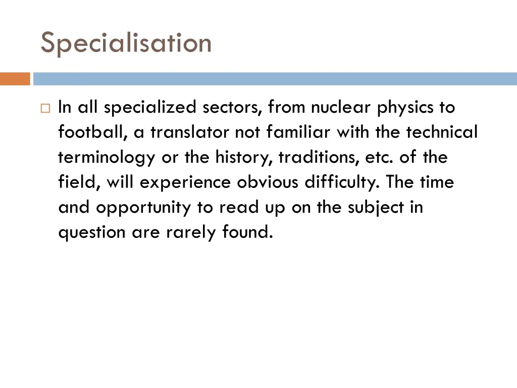 specialisation