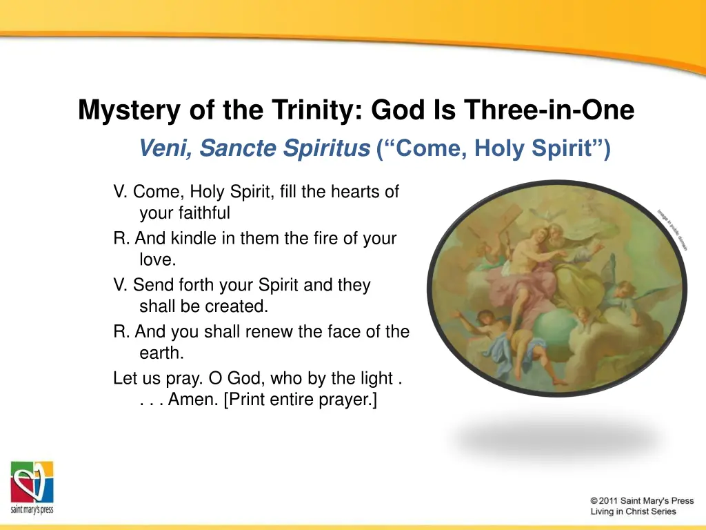 mystery of the trinity god is three in one veni