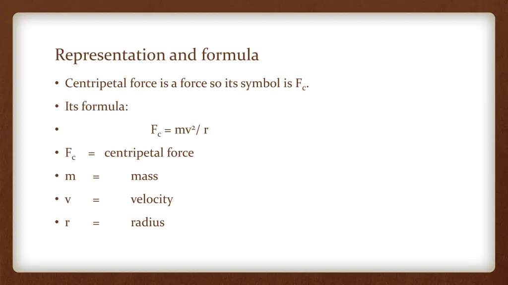 representation and formula