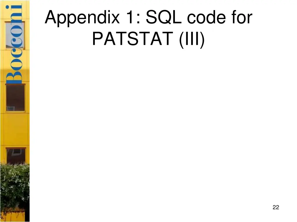 appendix 1 sql code for patstat iii