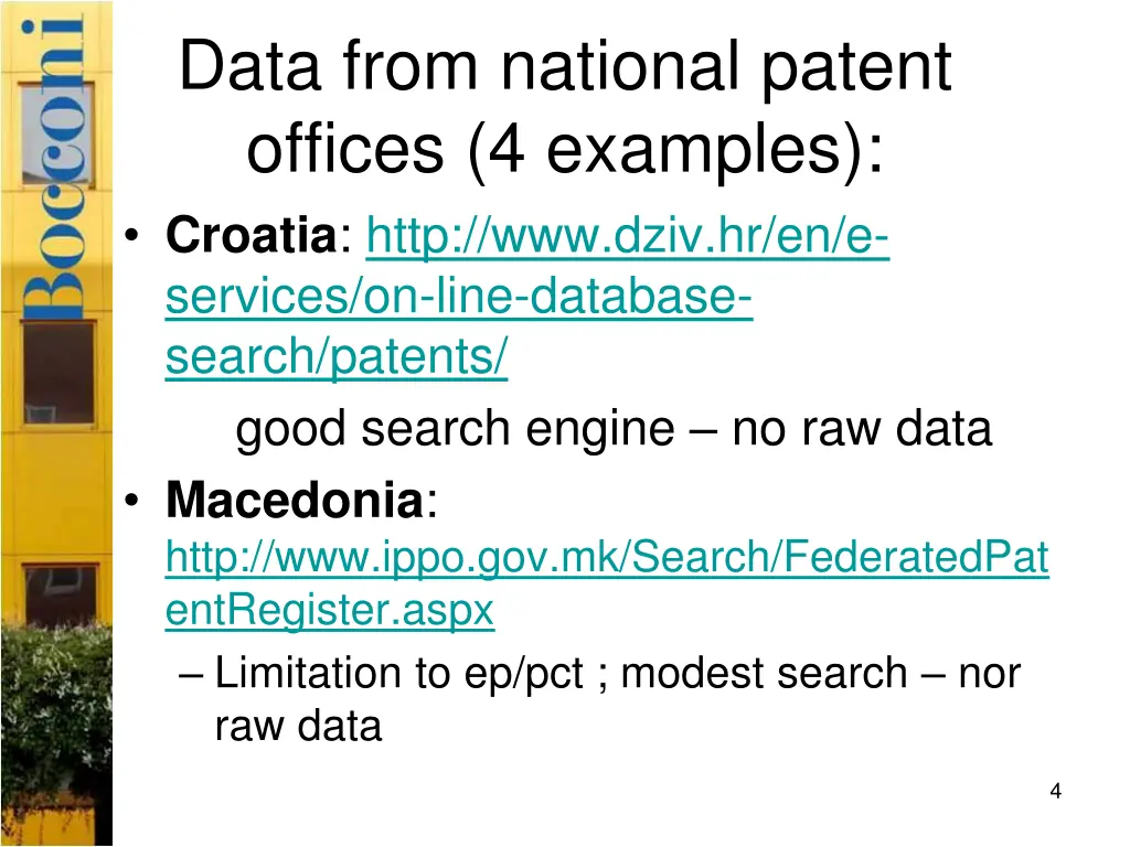 data from national patent offices 4 examples