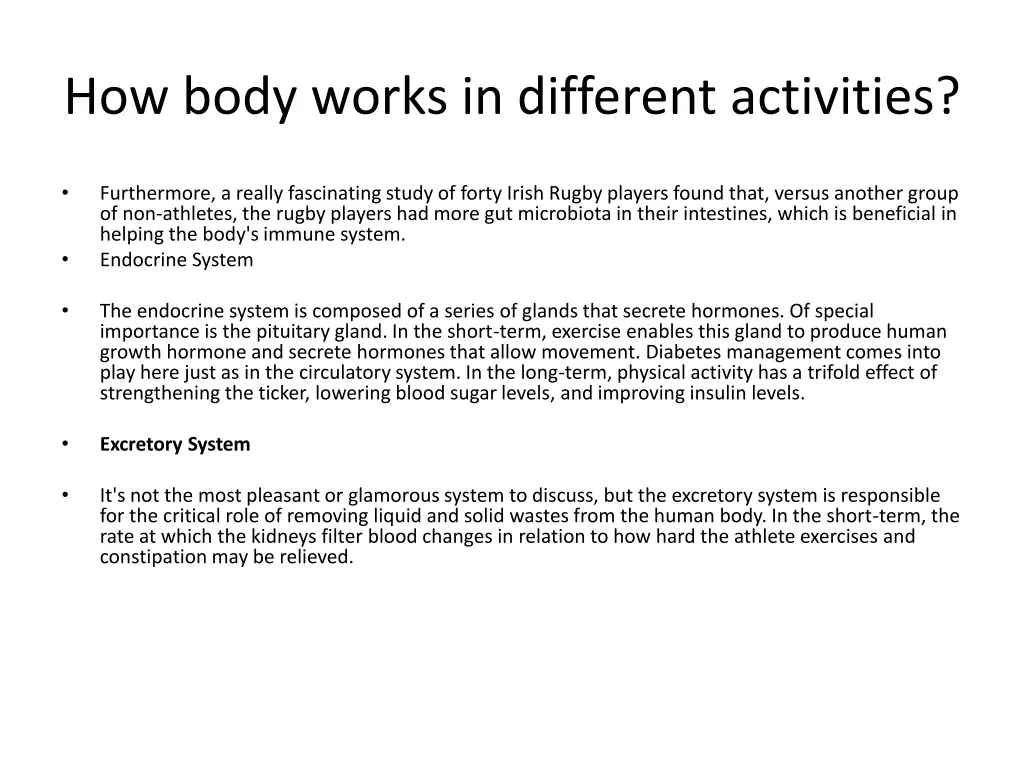 how body works in different activities 2