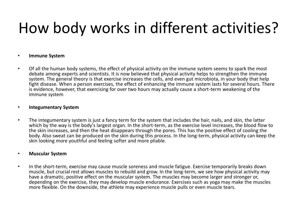 how body works in different activities 3