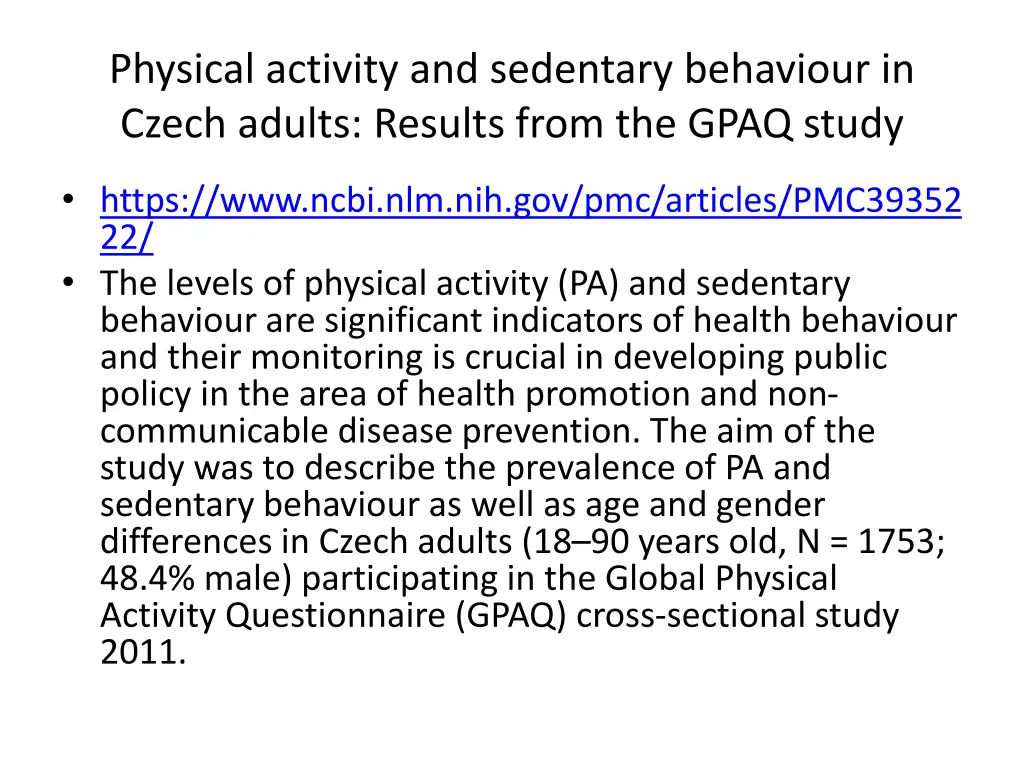 physical activity and sedentary behaviour