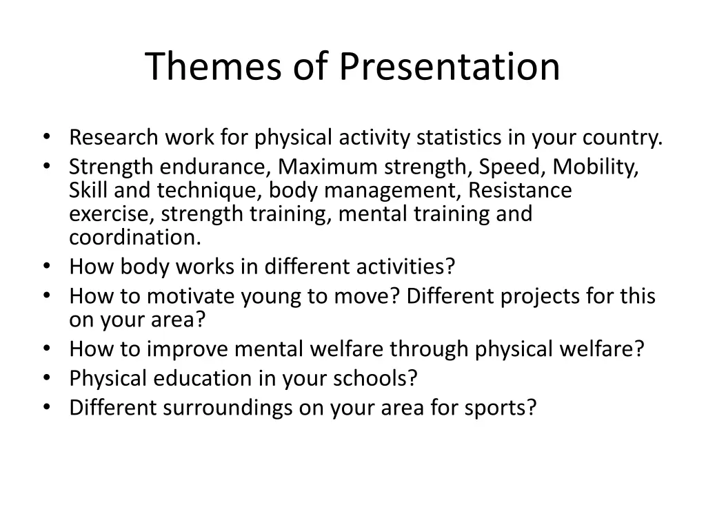 themes of presentation