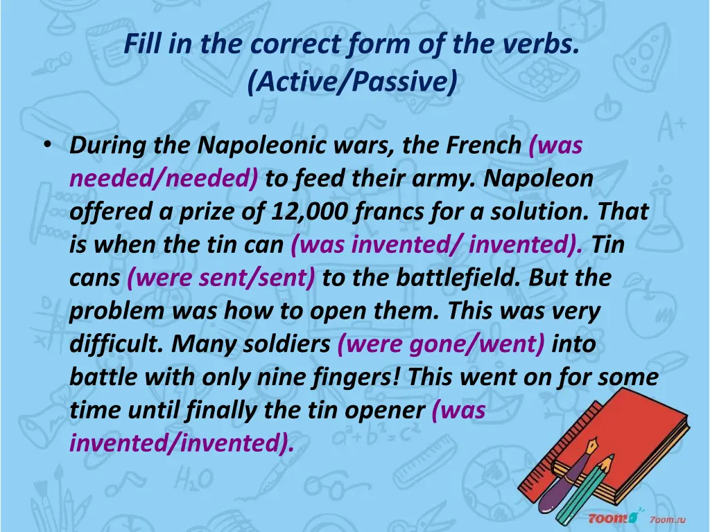 fill in the correct form of the verbs active