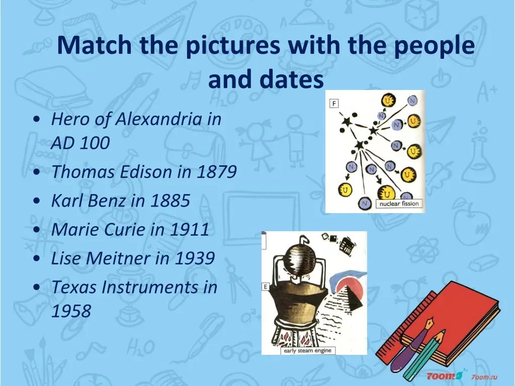 match the pictures with the people and dates