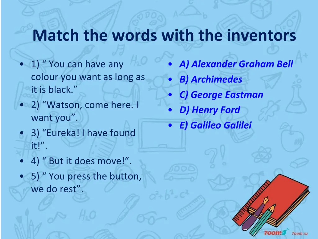 match the words with the inventors